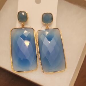 Elegant Blue and Gold Earrings